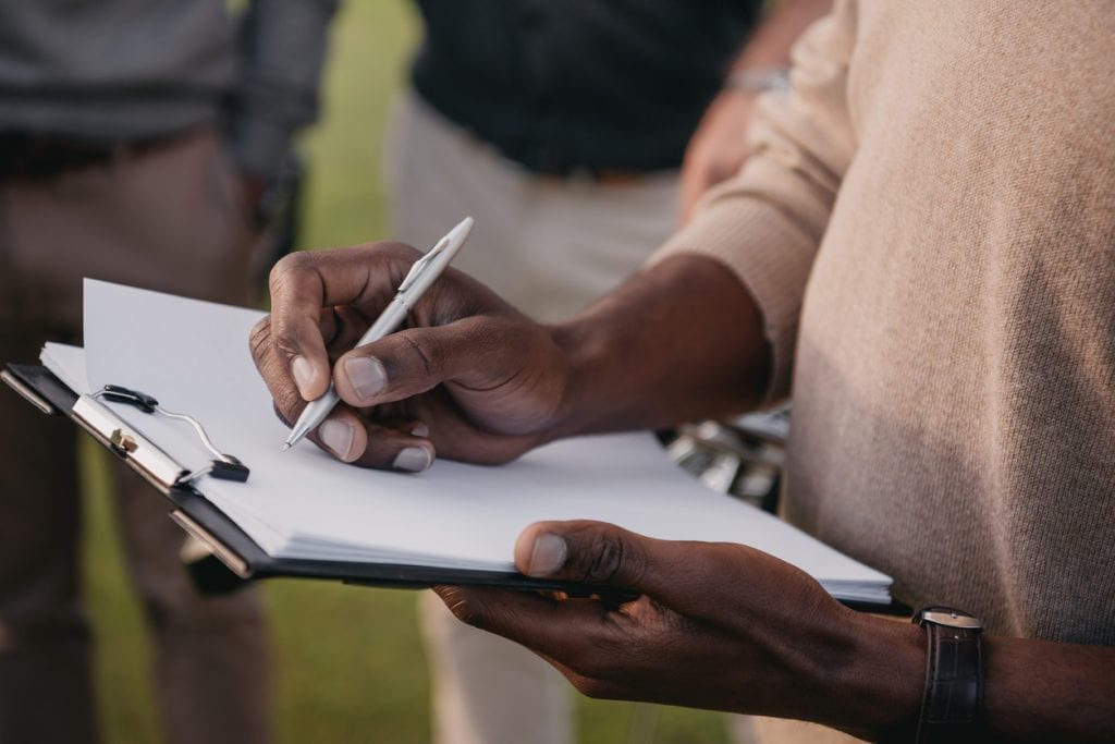 Filling out a maintenance checklist